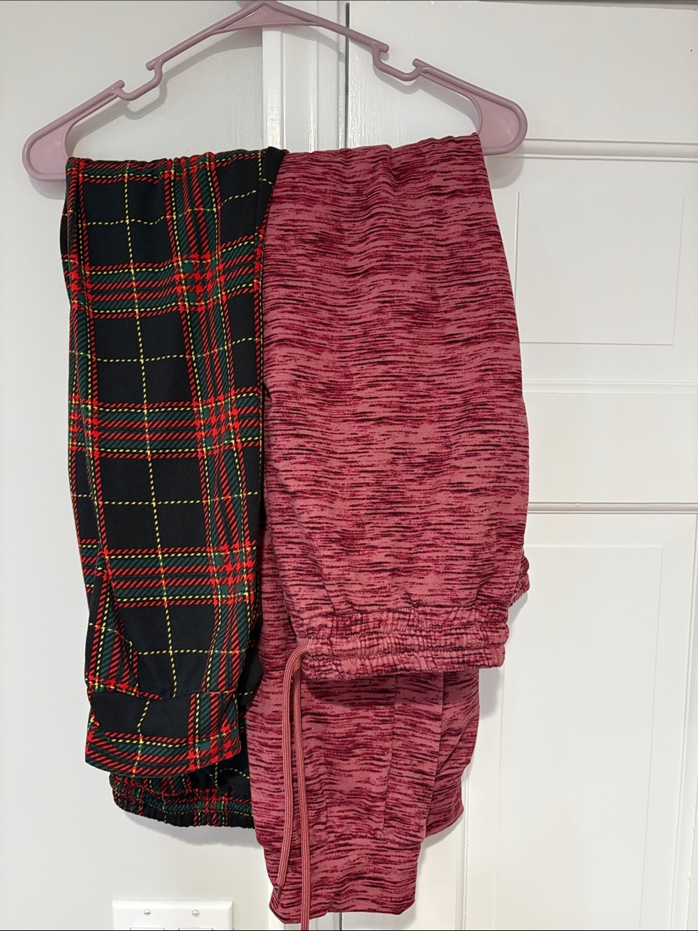 shosho Burgundy Heather Pull-On Joggers & Black Red Plaid Track Pants - Duo XL